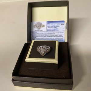 DP 1/10 Carat Diamond Filigree Pear Tear Shape Ring 14K & 925 Size 6.5 IGI